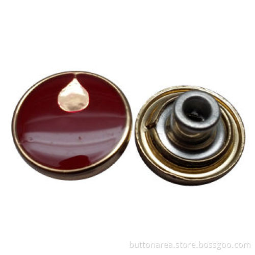 Metal jeans button with single pins, enamel finish